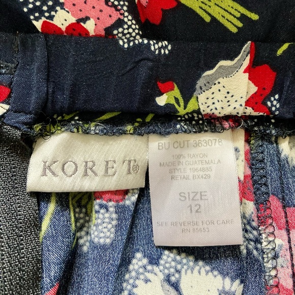 Vintage 90s Floral Navy Blue Hot Pink Cottagecore Grunge Flutter Maxi Skirt 12 - Picture 7 of 8